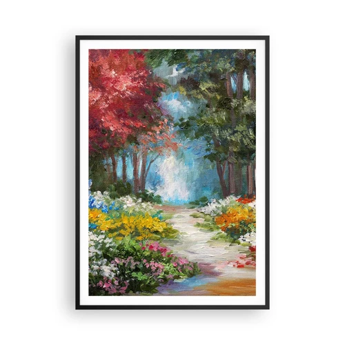 Plakát v černém rámu - Lesní zahrada, květinový les - 70x100 cm