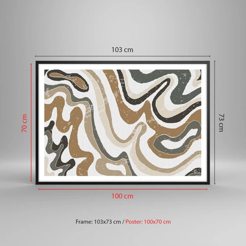 Plakát v černém rámu - Meandry zemitých barev - 100x70 cm