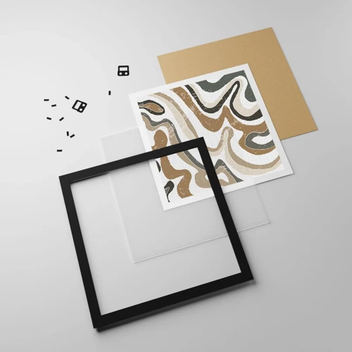 Plakát v černém rámu - Meandry zemitých barev - 60x60 cm