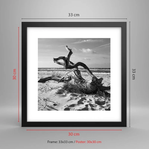Plakát v černém rámu - Mořská socha - 30x30 cm