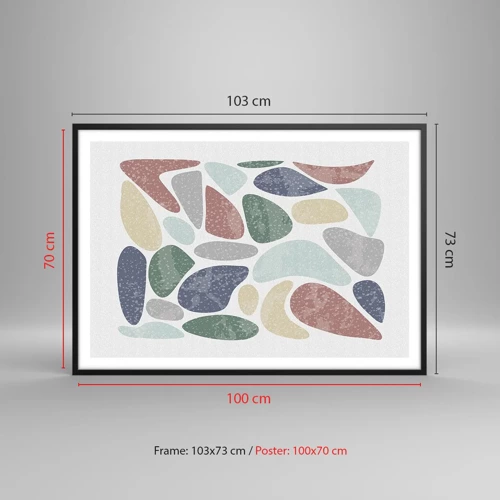 Plakát v černém rámu - Mozaika práškových barev - 100x70 cm
