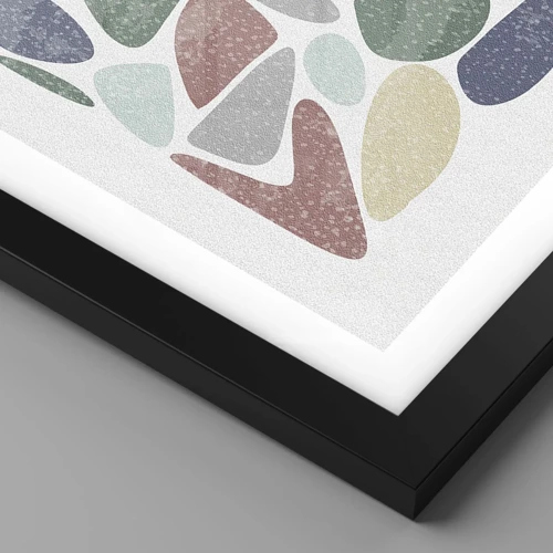 Plakát v černém rámu - Mozaika práškových barev - 40x40 cm