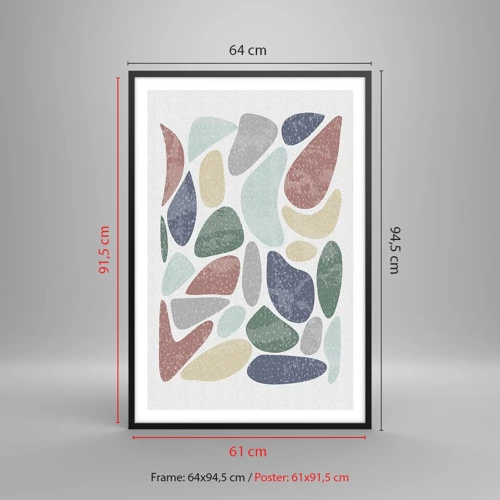 Plakát v černém rámu - Mozaika práškových barev - 61x91 cm