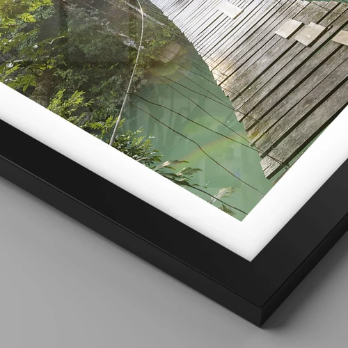Plakát v černém rámu - Nad azurovou vodou do azurového lesa - 40x40 cm