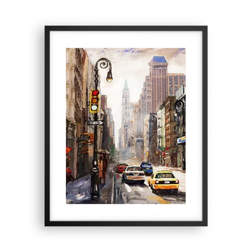 Plakát v černém rámu - New York – barevný i v dešti - 40x50 cm