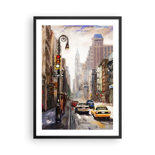 Plakát v černém rámu - New York – barevný i v dešti - 50x70 cm
