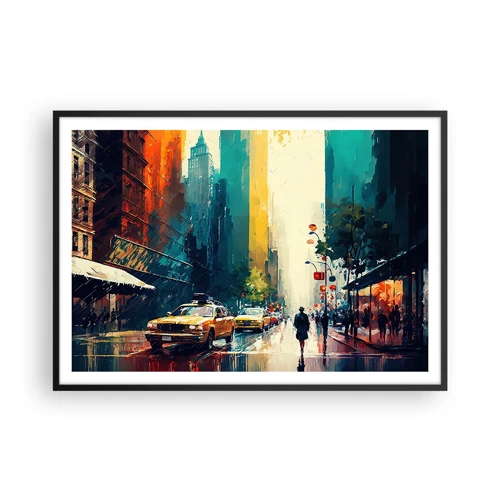 Plakát v černém rámu - New York – tady je i déšť barevný - 100x70 cm