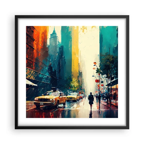 Plakát v černém rámu - New York – tady je i déšť barevný - 50x50 cm