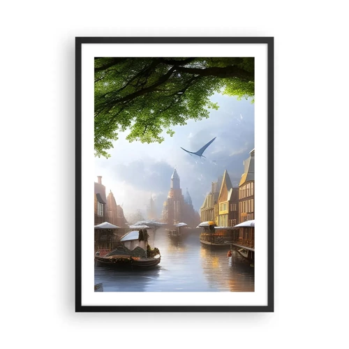 Plakát v černém rámu - Nizozemská městská krajinka - 50x70 cm
