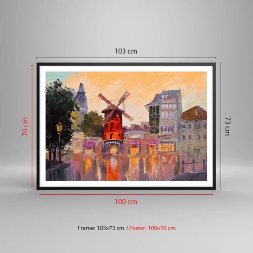 Plakát v černém rámu - Pařížské ikony – Moulin Rouge - 100x70 cm
