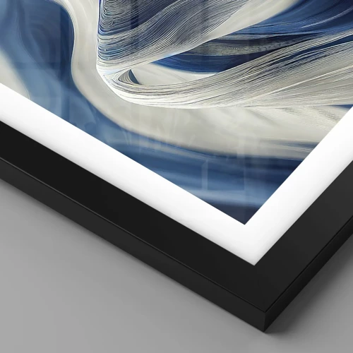 Plakát v černém rámu - Plynulost modré a bílé - 40x40 cm
