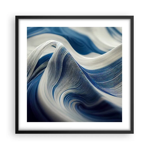Plakát v černém rámu - Plynulost modré a bílé - 50x50 cm
