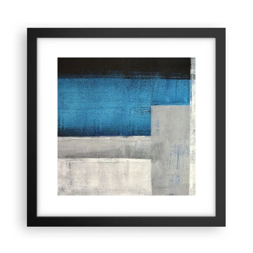 Plakát v černém rámu - Poetická kompozice šedé a modré - 30x30 cm
