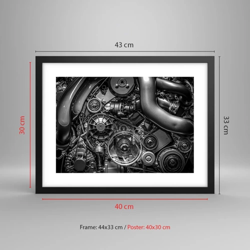 Plakát v černém rámu - Poezie mechaniky - 40x30 cm
