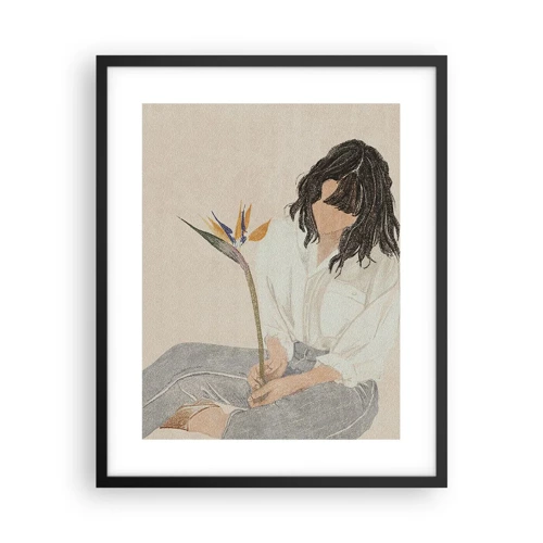 Plakát v černém rámu - Portrét s exotickou květinou - 40x50 cm