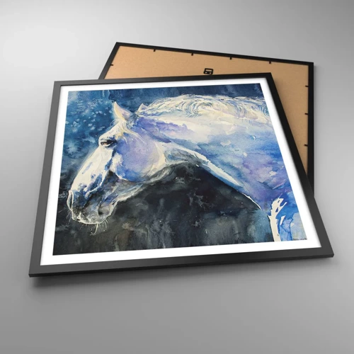 Plakát v černém rámu - Portrét v modré záři - 60x60 cm