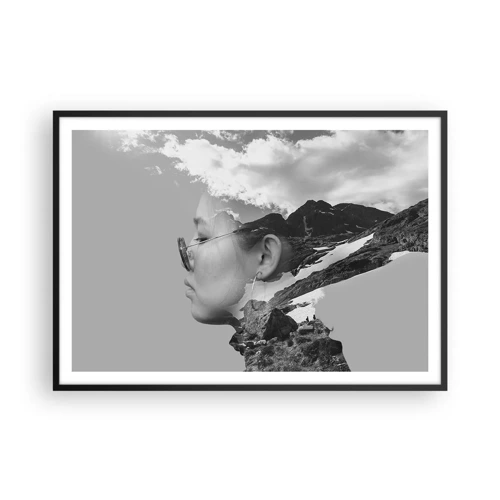 Plakát v černém rámu - Povznešen portrét v oblacích - 100x70 cm