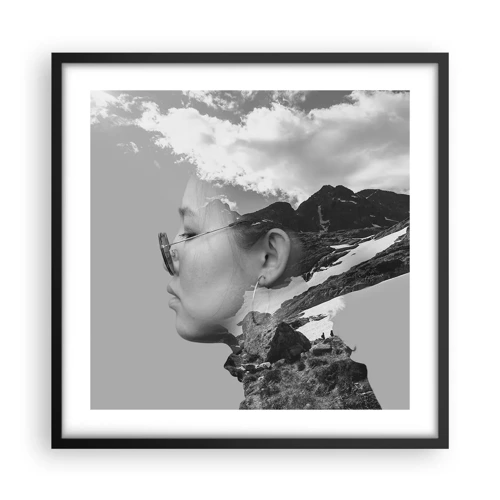 Plakát v černém rámu - Povznešen portrét v oblacích - 50x50 cm