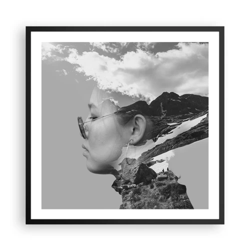 Plakát v černém rámu - Povznešen portrét v oblacích - 60x60 cm
