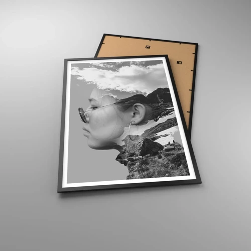 Plakát v černém rámu - Povznešen portrét v oblacích - 61x91 cm