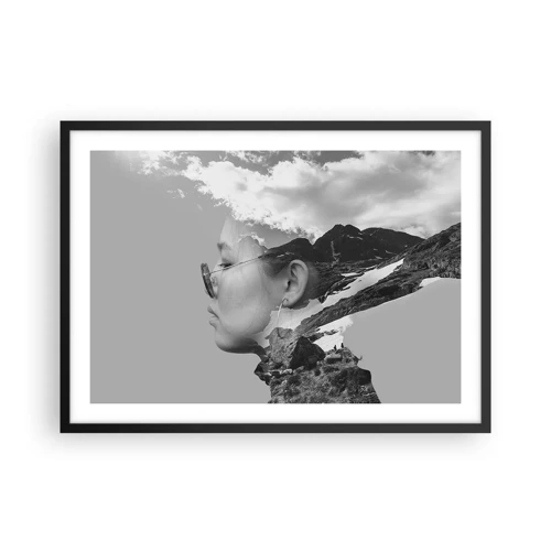 Plakát v černém rámu - Povznešen portrét v oblacích - 70x50 cm