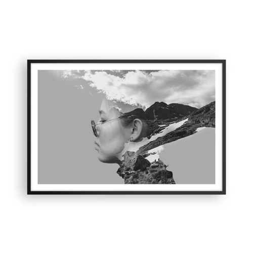 Plakát v černém rámu - Povznešen portrét v oblacích - 91x61 cm