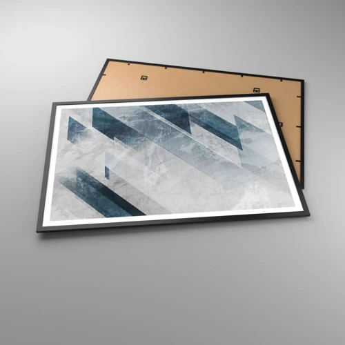 Plakát v černém rámu - Prostorová kompozice – pohyb šedé - 100x70 cm