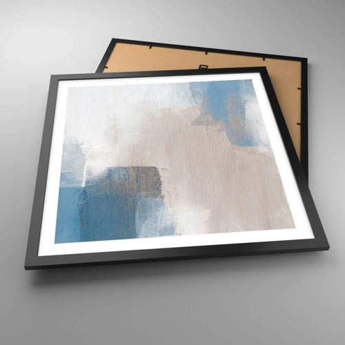 Plakát v černém rámu - Růžová abstrakce za modrým závojem - 50x50 cm