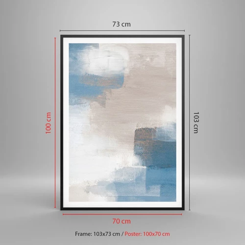 Plakát v černém rámu - Růžová abstrakce za modrým závojem - 70x100 cm