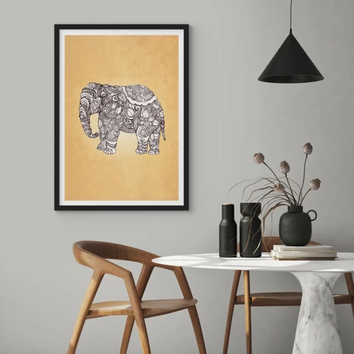 Plakát v černém rámu - Skrytý slon - 50x70 cm