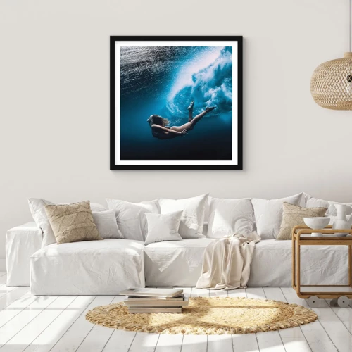 Plakát v černém rámu - Současná mořská panna - 30x30 cm