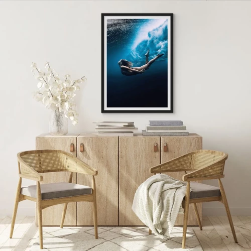 Plakát v černém rámu - Současná mořská panna - 50x70 cm