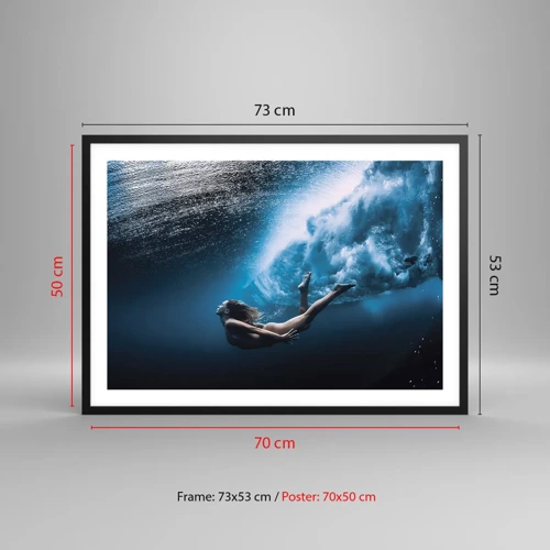 Plakát v černém rámu - Současná mořská panna - 70x50 cm