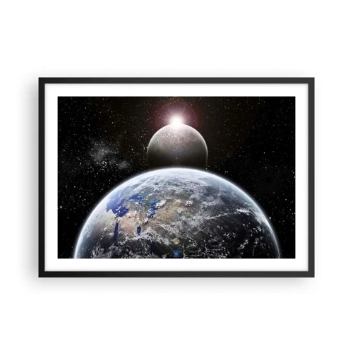 Plakát v černém rámu - Vesmírná krajina - východ slunce - 70x50 cm
