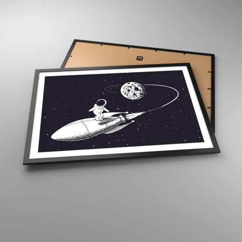 Plakát v černém rámu - Vesmírný surfing - 70x50 cm