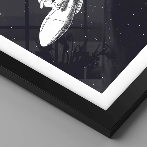 Plakát v černém rámu - Vesmírný surfing - 70x50 cm