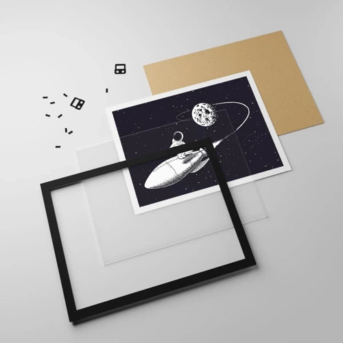 Plakát v černém rámu - Vesmírný surfing - 91x61 cm