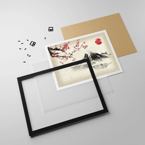 Plakát v černém rámu - Zamilujte se do Japonska - 100x70 cm