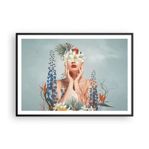Plakát v černém rámu - Žena – květina - 100x70 cm