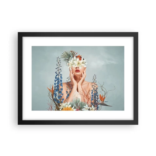 Plakát v černém rámu - Žena – květina - 40x30 cm