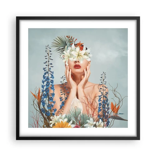 Plakát v černém rámu - Žena – květina - 50x50 cm