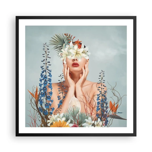 Plakát v černém rámu - Žena – květina - 60x60 cm