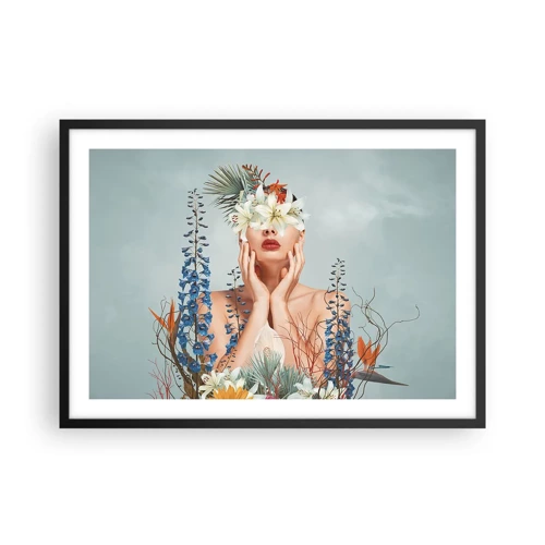 Plakát v černém rámu - Žena – květina - 70x50 cm