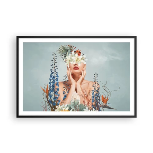 Plakát v černém rámu - Žena – květina - 91x61 cm