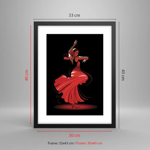 Plakát v černém rámu - Žhavá duše flamenco - 30x40 cm