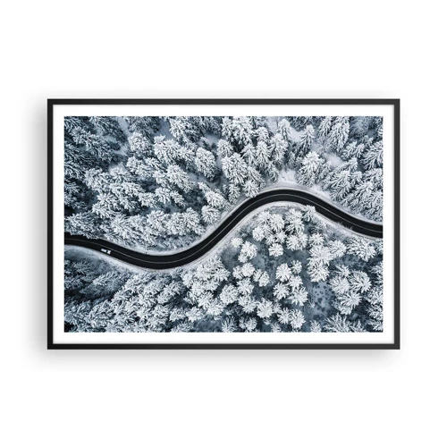 Plakát v černém rámu - Zimním lesem - 100x70 cm