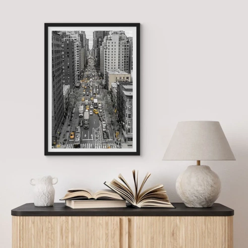 Plakát v černém rámu - Život New Yorku - 50x70 cm