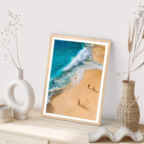 Plakát v rámu světlý dub - A pak slunce, pláž… - 30x40 cm