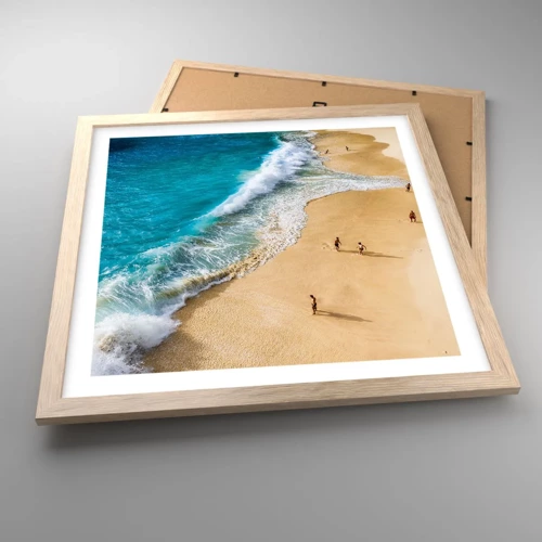 Plakát v rámu světlý dub - A pak slunce, pláž… - 40x40 cm