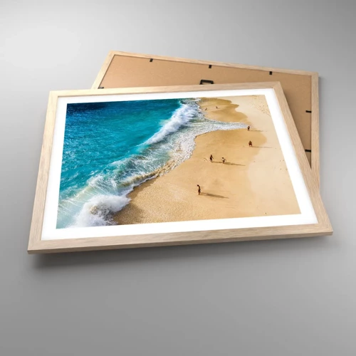 Plakát v rámu světlý dub - A pak slunce, pláž… - 50x40 cm